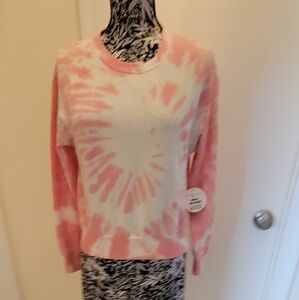 Round neck Tie dye pink sweatshirt new spring summer piece